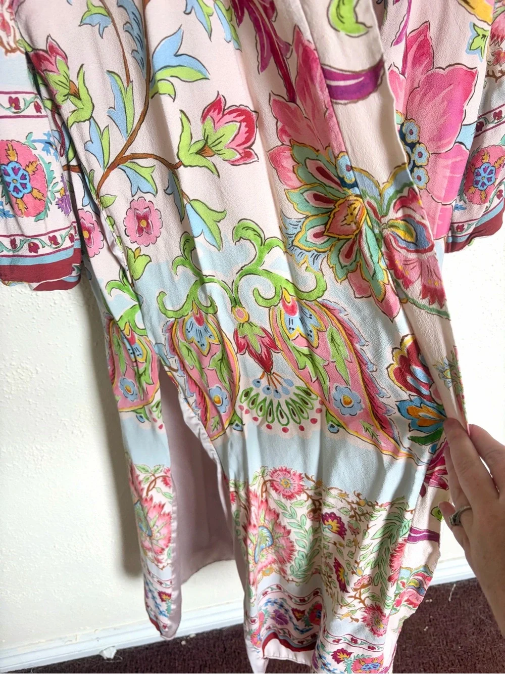 Zara Floral Satin Kimono Robe - Picture 3 of 9